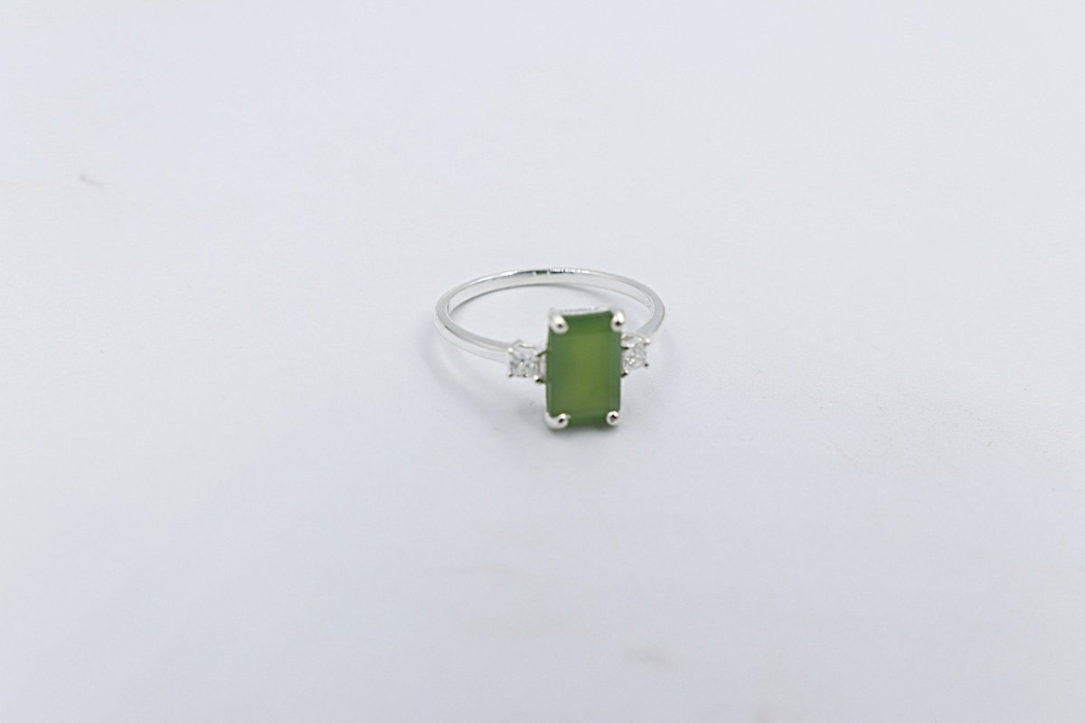 Stg Silver Ring with Greenstone SYR7759