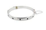 Sterling Silver Snap Bangle with Sapphire