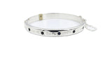 Sterling Silver Snap Bangle with Sapphire