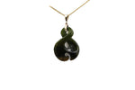 9ct Gold Set New Zealand Greenstone Twist Koru 205035