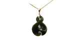 9ct Gold Set New Zealand Greenstone Twist Koru 205035