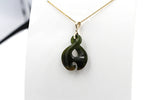 9ct Gold Set New Zealand Greenstone Twist Koru 205035
