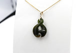 9ct Gold Set New Zealand Greenstone Twist Koru 205035