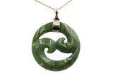 9ct Gold Set New Zealand Greenstone Koru 312040