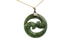 9ct Gold Set New Zealand Greenstone Koru 312040