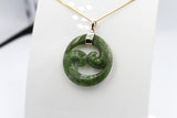 9ct Gold Set New Zealand Greenstone Koru 312040