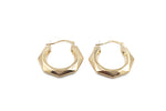 9ct Gold Fancy Hexagon Design Hoop 12mm 12OB5001/99