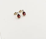 9ct Gold Genuine Garnet & Diamond Stud Earrings E2000-GADC