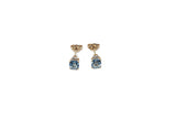 9ct Gold Genuine Blue Topaz & Diamond Stud Earrings E3000-BTDC