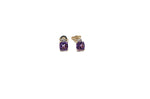 9ct Gold Genuine amethyst & Diamond Stud Earrings E3000-AMDC