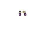 9ct Gold Genuine amethyst & Diamond Stud Earrings E3000-AMDC