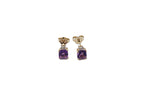 9ct Gold Genuine amethyst & Diamond Stud Earrings E3000-AMDC