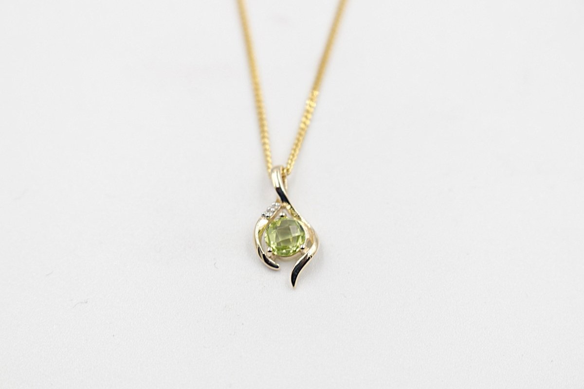 9ct Gold Genuine Peridot & Diamond Pendent P3001-PDDC