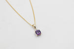 9ct Gold Genuine Amethyst & Diamond Pendent P3000-AMDC