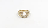 9ct Gold Mens Horse Shoe ring With Diamonds GR112-DC