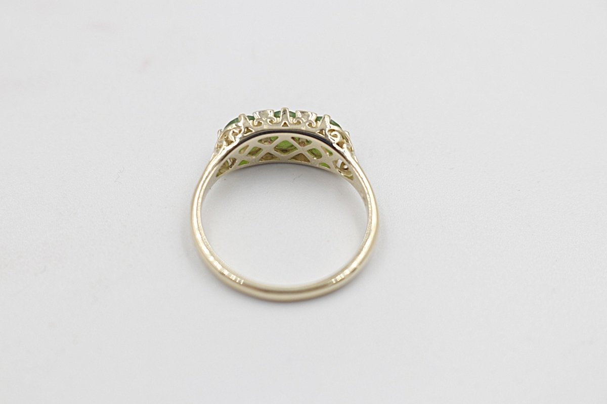 9ct Gold New Zealand Greenstone & Diamond Ring SYR7986G