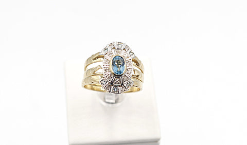 9ct Gold Trio Set with Blue Topaz and Diamond SYR1740