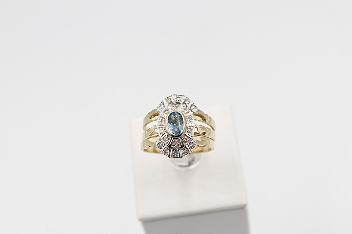9ct Gold Trio Set with Blue Topaz and Diamond SYR1740