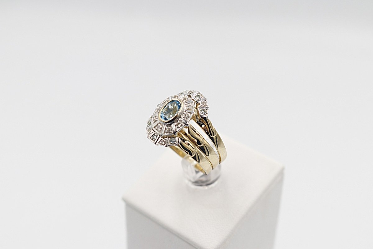 9ct Gold Trio Set with Blue Topaz and Diamond SYR1740