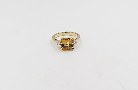 9ct Gold Citrine & Diamond ring SYR7528
