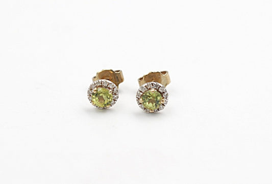 9CT Gold Peridot and Diamond Earrings SYE1892P