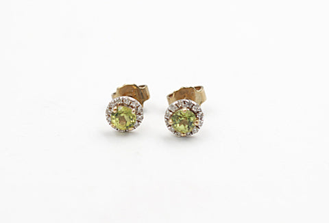 9CT Gold Peridot and Diamond Earrings SYE1892P