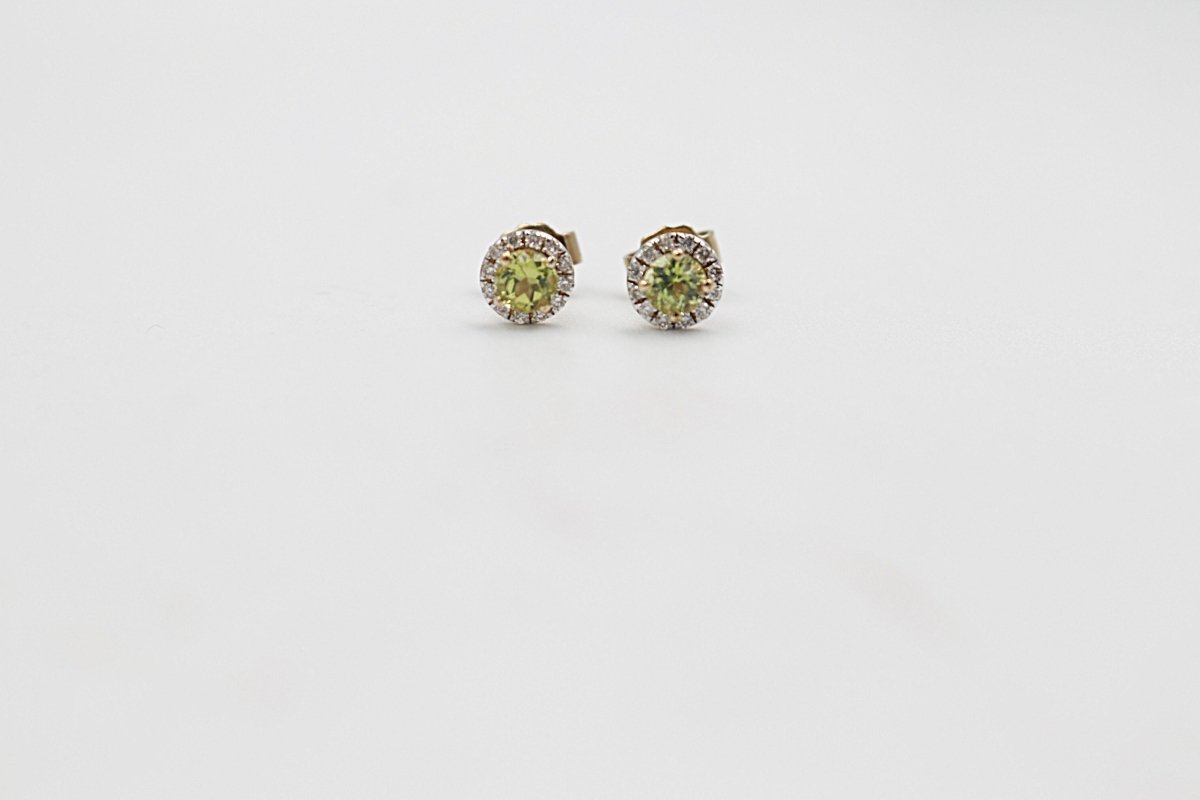 9CT Gold Peridot and Diamond Earrings SYE1892P
