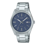 Casio steel strap silver Tone Blue face  watch MTP1302DA-2A1