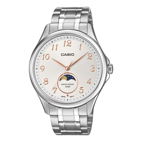 Casio steel strap silver Moon Phase Watch MTP-M110D-7A