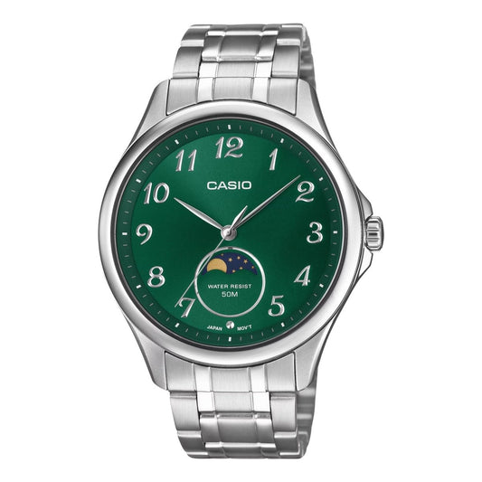 Casio steel strap silver Moon Phase Watch MTP-M110D-3A