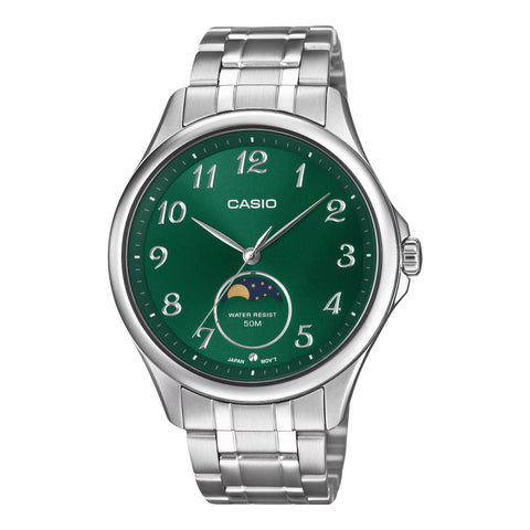 Casio steel strap silver Moon Phase Watch MTP-M110D-3A
