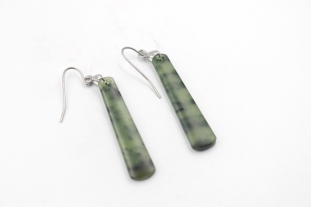 New Zealand Greenstone Silver Plated Earrings