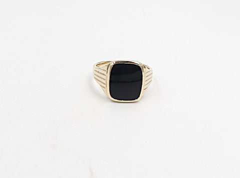 9ct Gold Mens Solid Onyx Ring SYR3066