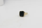 9ct Gold Mens Solid Dark Greenstone  Ring SYR3066