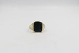 9ct Gold Mens Solid Dark Greenstone  Ring SYR3066