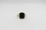 9ct Gold Mens Solid Dark Greenstone  Ring SYR3066