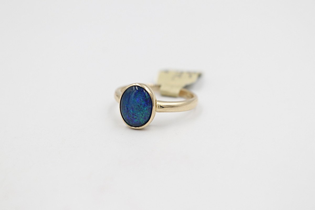 9ct Gold Georgette Oval Triplet Opal Bezel Set Ring