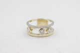9ct Gold Lab Diamond Dress Ring Nice wide Design 8.6mm