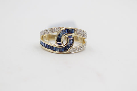 9ct Gold Genuine Sapphire & Diamond ring SYR8183