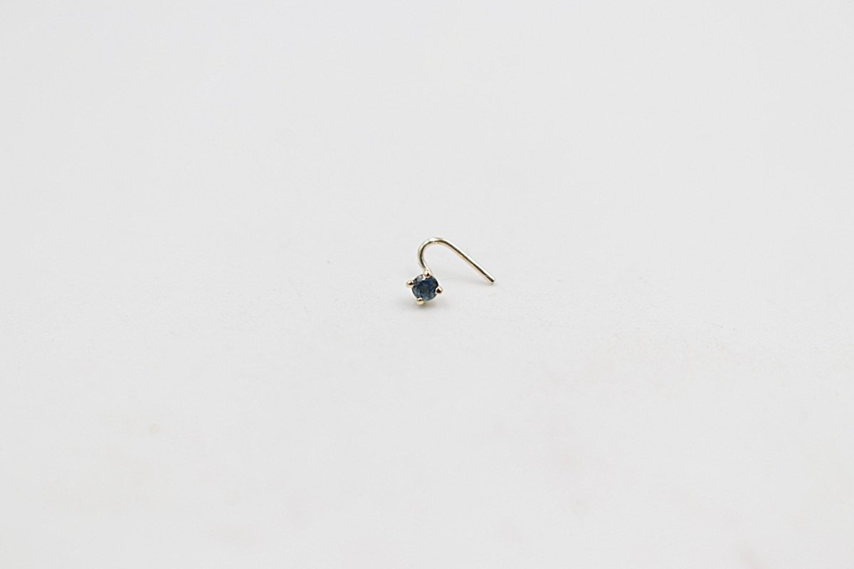 9ct Gold Genuine London Blue Topaz Nose Stud