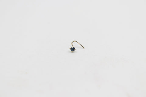 9ct Gold Genuine London Blue Topaz Nose Stud