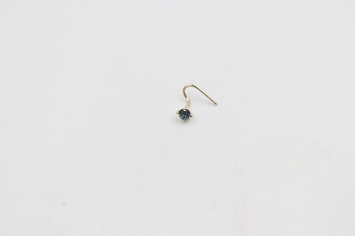 9ct Gold Genuine London Blue Topaz Nose Stud