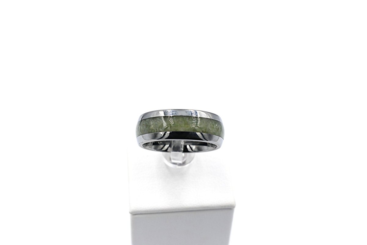 New Zealand Greenstone And Tungsten Carbide Ring 8mm