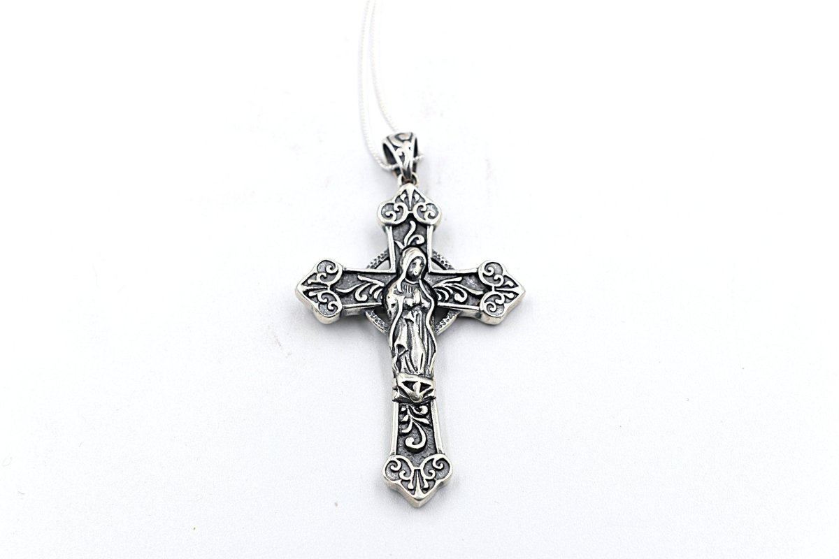 Stg Silver  Cross with Amethyst