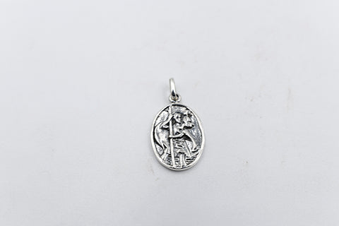 Solid Stg silver Oval Saint Christopher Pendent SD1085