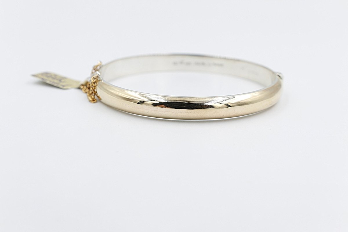 9ct Gold on Silver Bangle with 3 Emerald