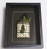 Framed New Zealand Greenstone Fish Hook with Feathers & Kete