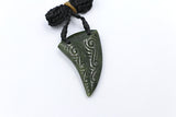 New Zealand Greenstone Engraved Shark Tooth 50mm