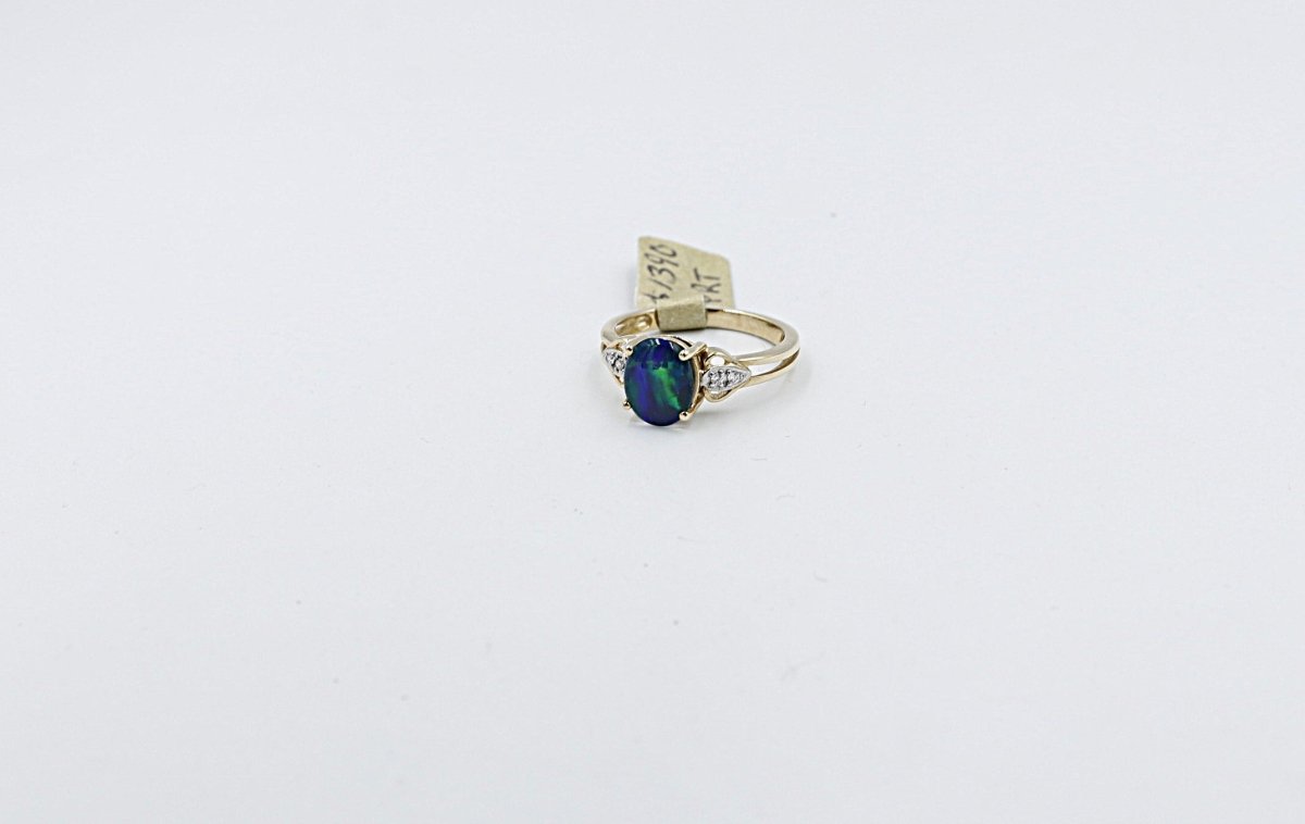 9ct Gold Gala Oval Triplet Opal and Diamond Ring