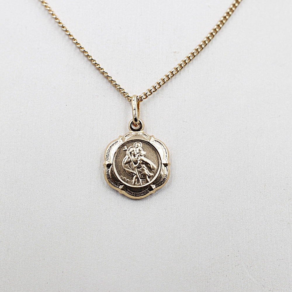 9ct Gold Saint Christopher Pendent 14mm 5P0016